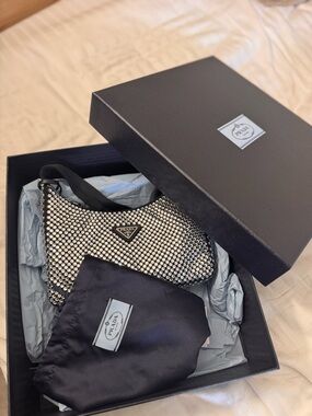 Prada Black Crystal-Studded Shoulder Bag